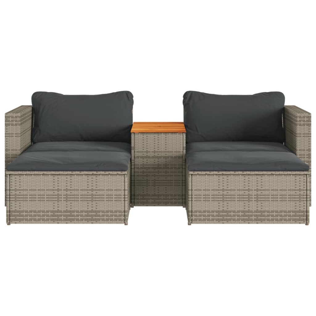 vidaXL Set canapea de grădină cu perne, 5 piese, poliratan/lemn acacia vidaXL Set canapea de grădină cu perne, 5 piese, poliratan/lemn acacia