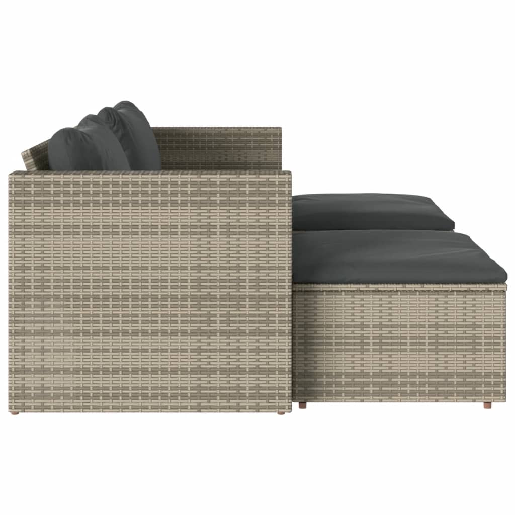 vidaXL Set canapea de grădină cu perne, 5 piese, poliratan/lemn acacia vidaXL Set canapea de grădină cu perne, 5 piese, poliratan/lemn acacia