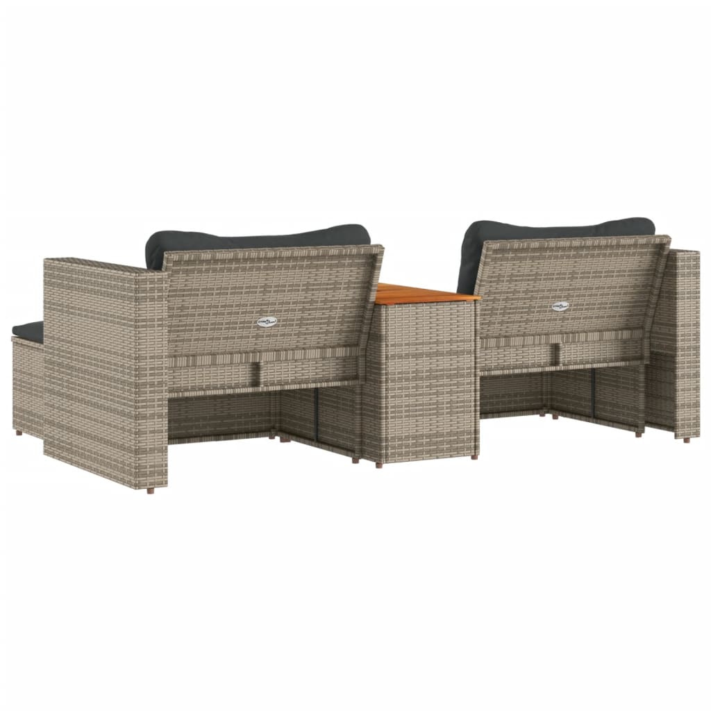 vidaXL Set canapea de grădină cu perne, 5 piese, poliratan/lemn acacia vidaXL Set canapea de grădină cu perne, 5 piese, poliratan/lemn acacia