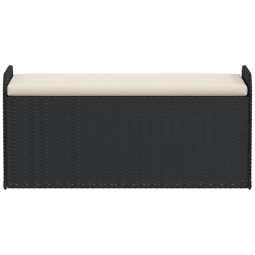 vidaXL Bancă de depozitare cu pernă, negru, 115x51x52 cm, poliratan vidaXL Bancă de depozitare cu pernă, negru, 115x51x52 cm, poliratan