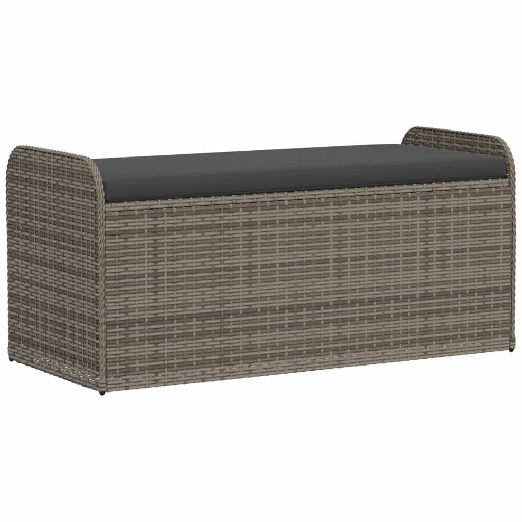 vidaXL Bancă de depozitare cu pernă, gri, 115x51x52 cm, poliratan vidaXL Bancă de depozitare cu pernă, gri, 115x51x52 cm, poliratan