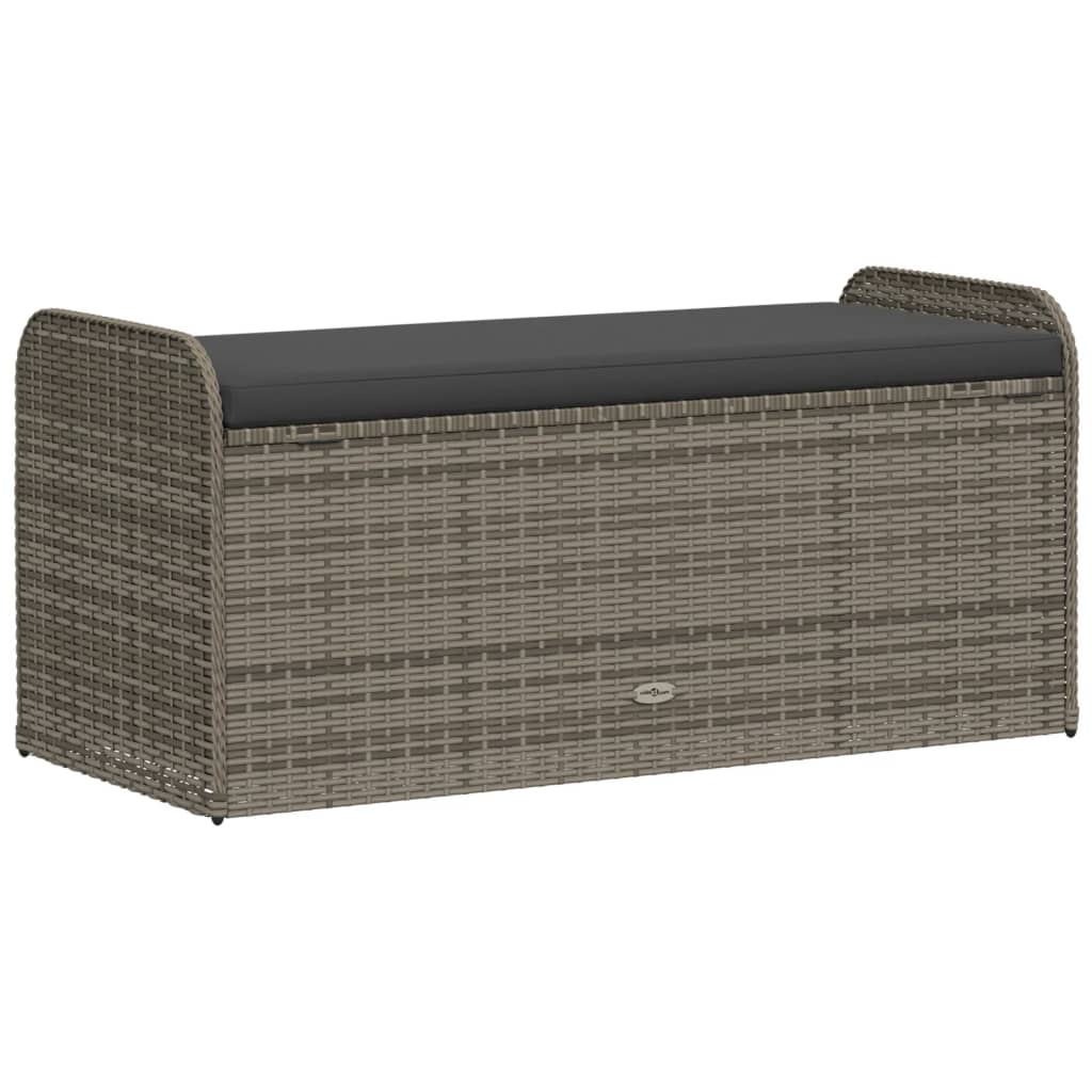 vidaXL Bancă de depozitare cu pernă, gri, 115x51x52 cm, poliratan vidaXL Bancă de depozitare cu pernă, gri, 115x51x52 cm, poliratan