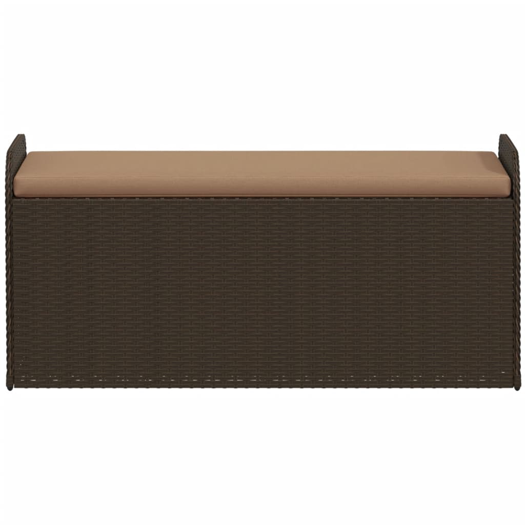 vidaXL Bancă de depozitare cu pernă, maro, 115x51x52 cm, poliratan vidaXL Bancă de depozitare cu pernă, maro, 115x51x52 cm, poliratan