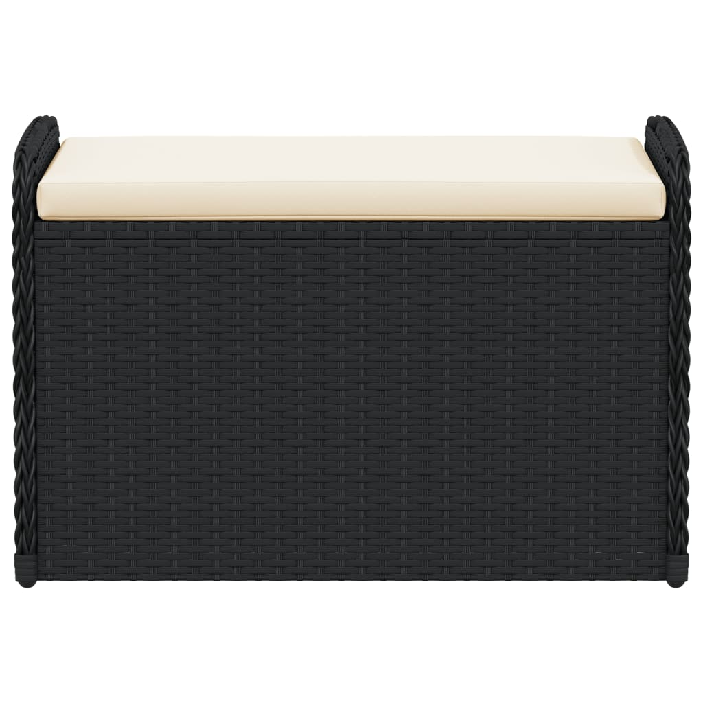 vidaXL Bancă de depozitare cu pernă, negru, 80x51x52 cm, poliratan vidaXL Bancă de depozitare cu pernă, negru, 80x51x52 cm, poliratan