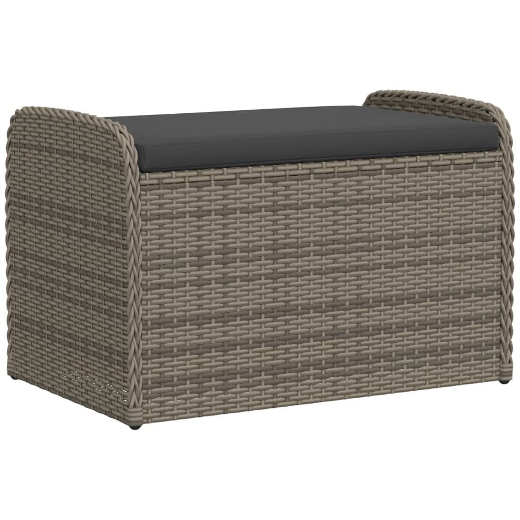 vidaXL Bancă de depozitare cu pernă, gri, 80x51x52 cm, poliratan vidaXL Bancă de depozitare cu pernă, gri, 80x51x52 cm, poliratan