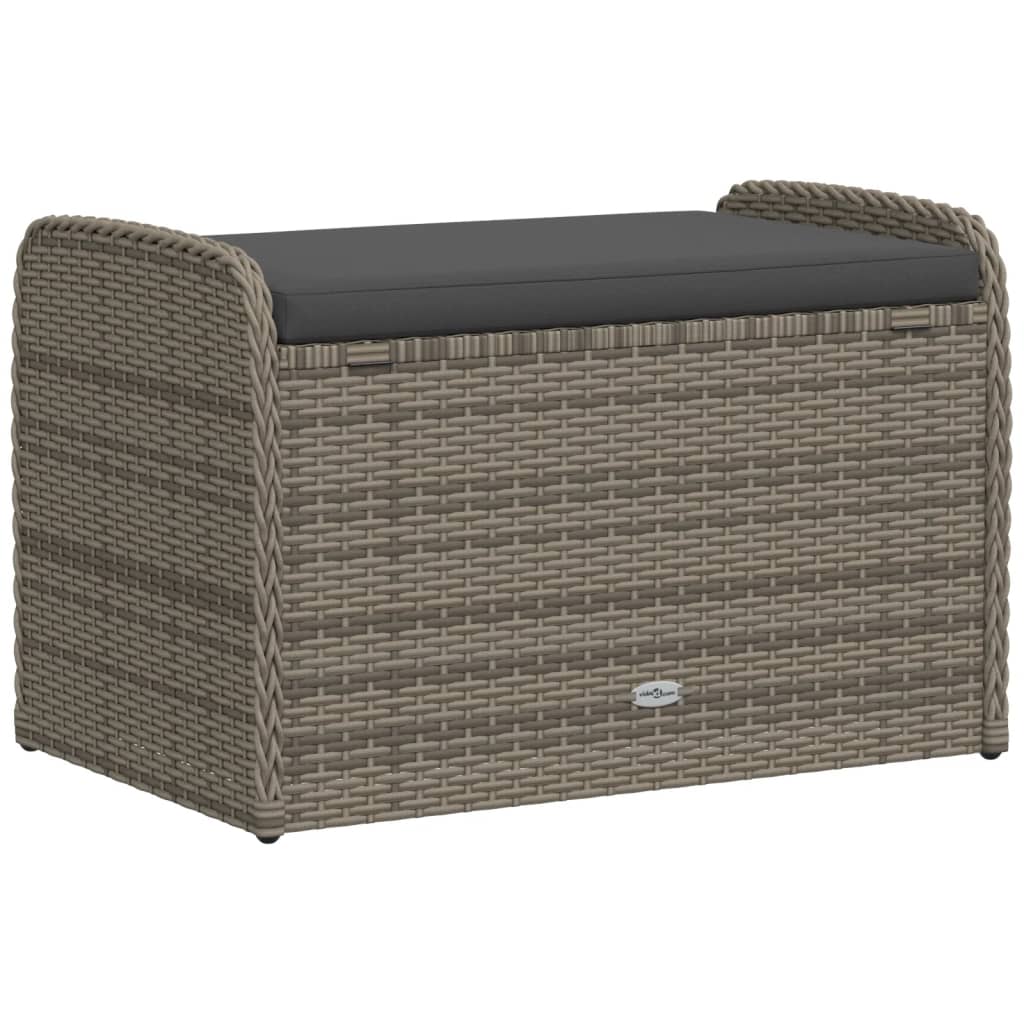 vidaXL Bancă de depozitare cu pernă, gri, 80x51x52 cm, poliratan vidaXL Bancă de depozitare cu pernă, gri, 80x51x52 cm, poliratan