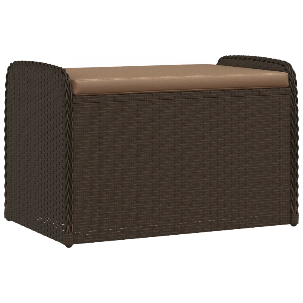 vidaXL Bancă de depozitare cu pernă, maro, 80x51x52 cm, poliratan vidaXL Bancă de depozitare cu pernă, maro, 80x51x52 cm, poliratan