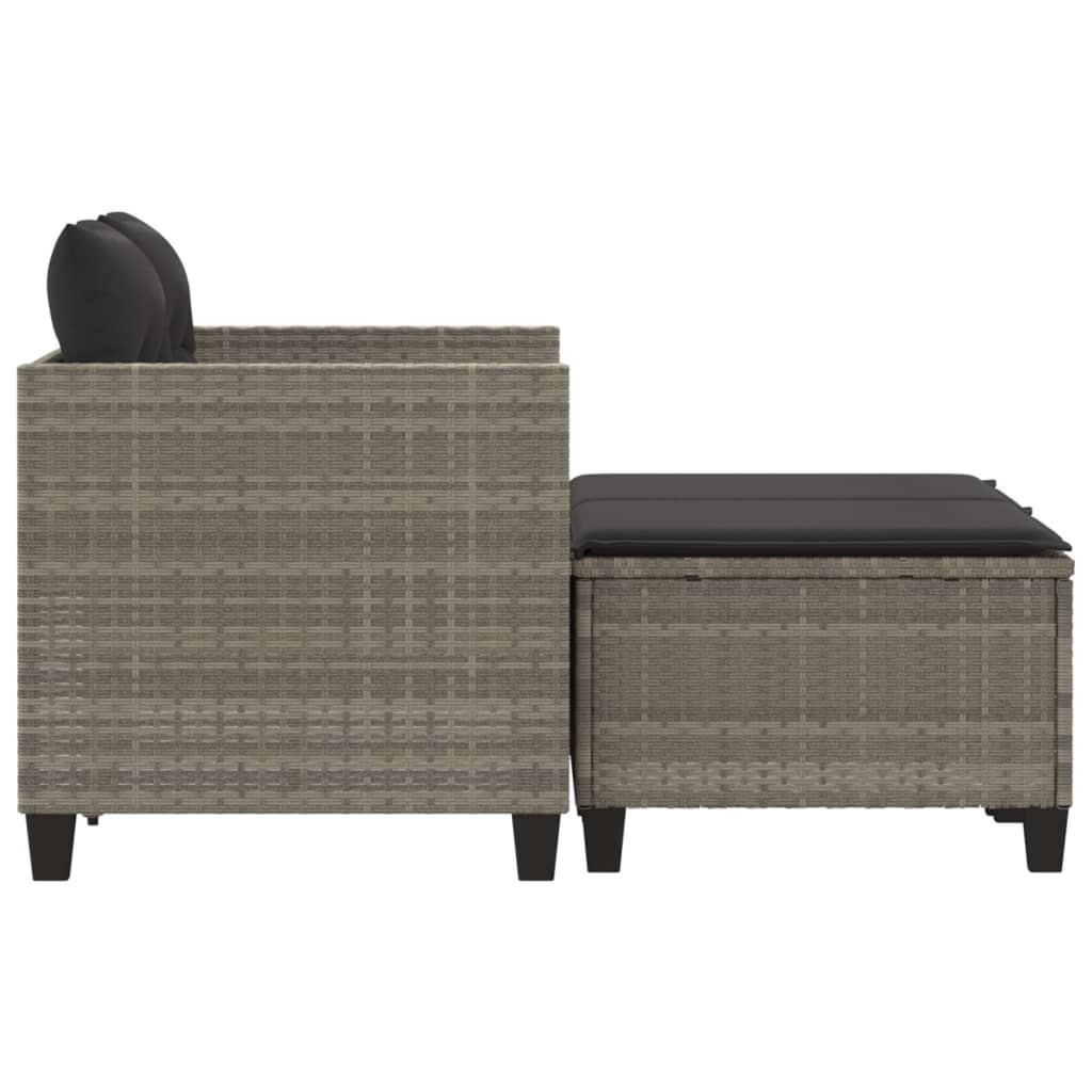 vidaXL Canapea de grădină 2 locuri și taburete, gri deschis, poliratan