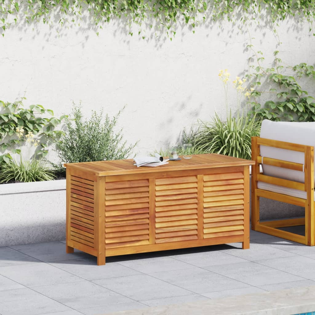 vidaXL Ladă depozitare grădină cu grilaj 113x50x56cm lemn masiv acacia vidaXL Ladă depozitare grădină cu grilaj 113x50x56cm lemn masiv acacia