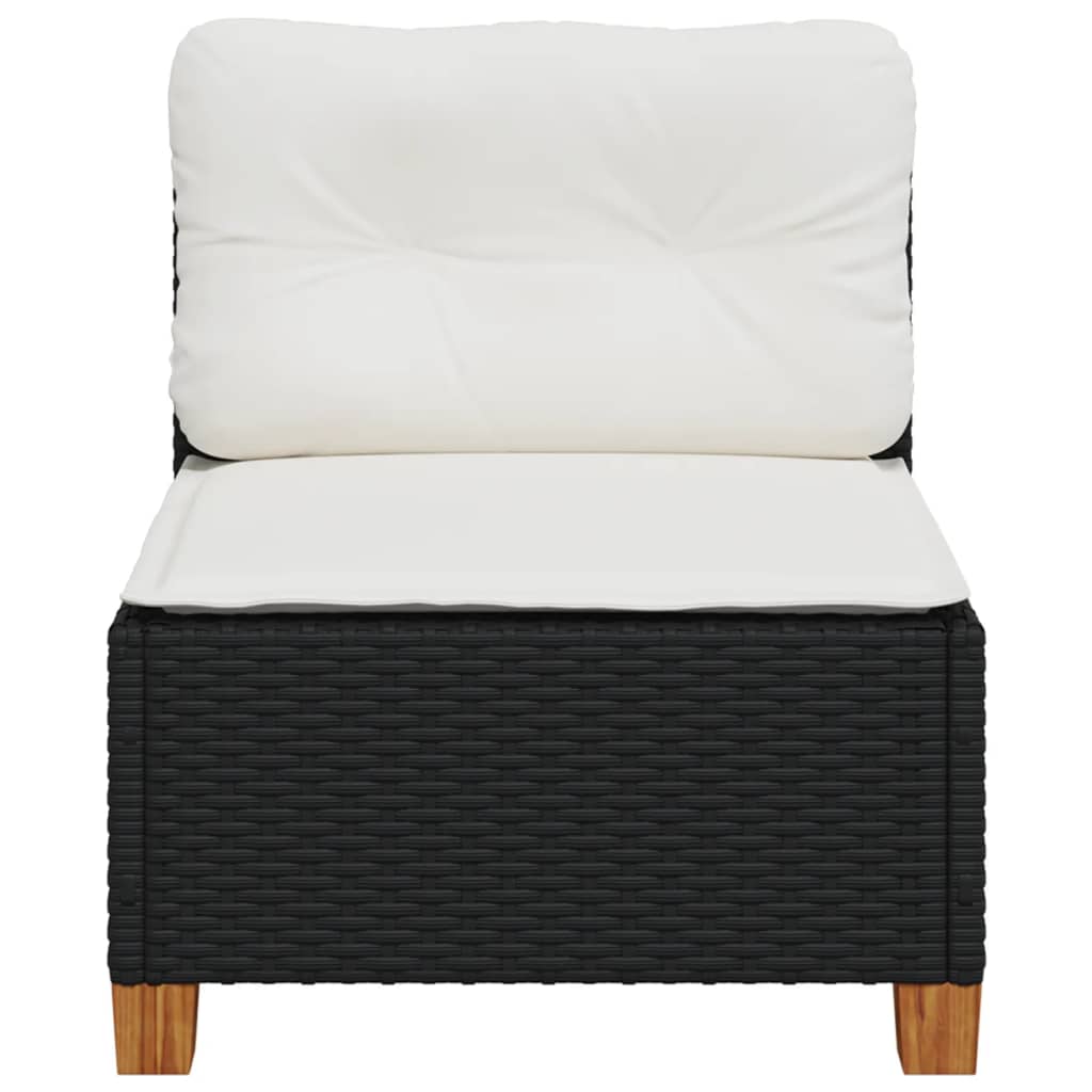 vidaXL Canapea de grădină fără cotiere, cu perne, negru, poliratan vidaXL Canapea de grădină fără cotiere, cu perne, negru, poliratan