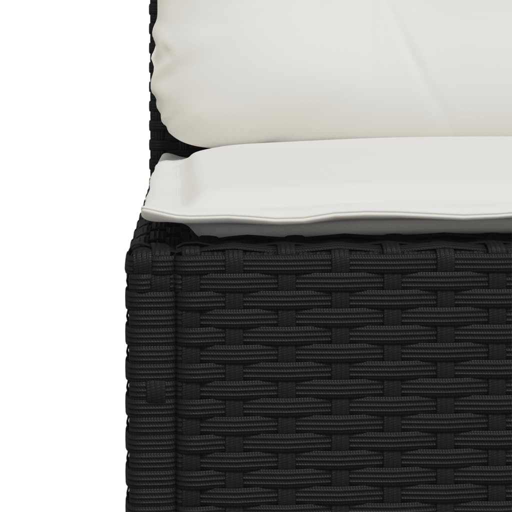 vidaXL Canapea de grădină fără cotiere, cu perne, negru, poliratan vidaXL Canapea de grădină fără cotiere, cu perne, negru, poliratan