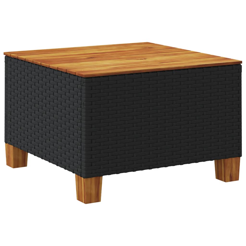 vidaXL Masă de grădină, negru, 55x55x36 cm, poliratan și lemn acacia