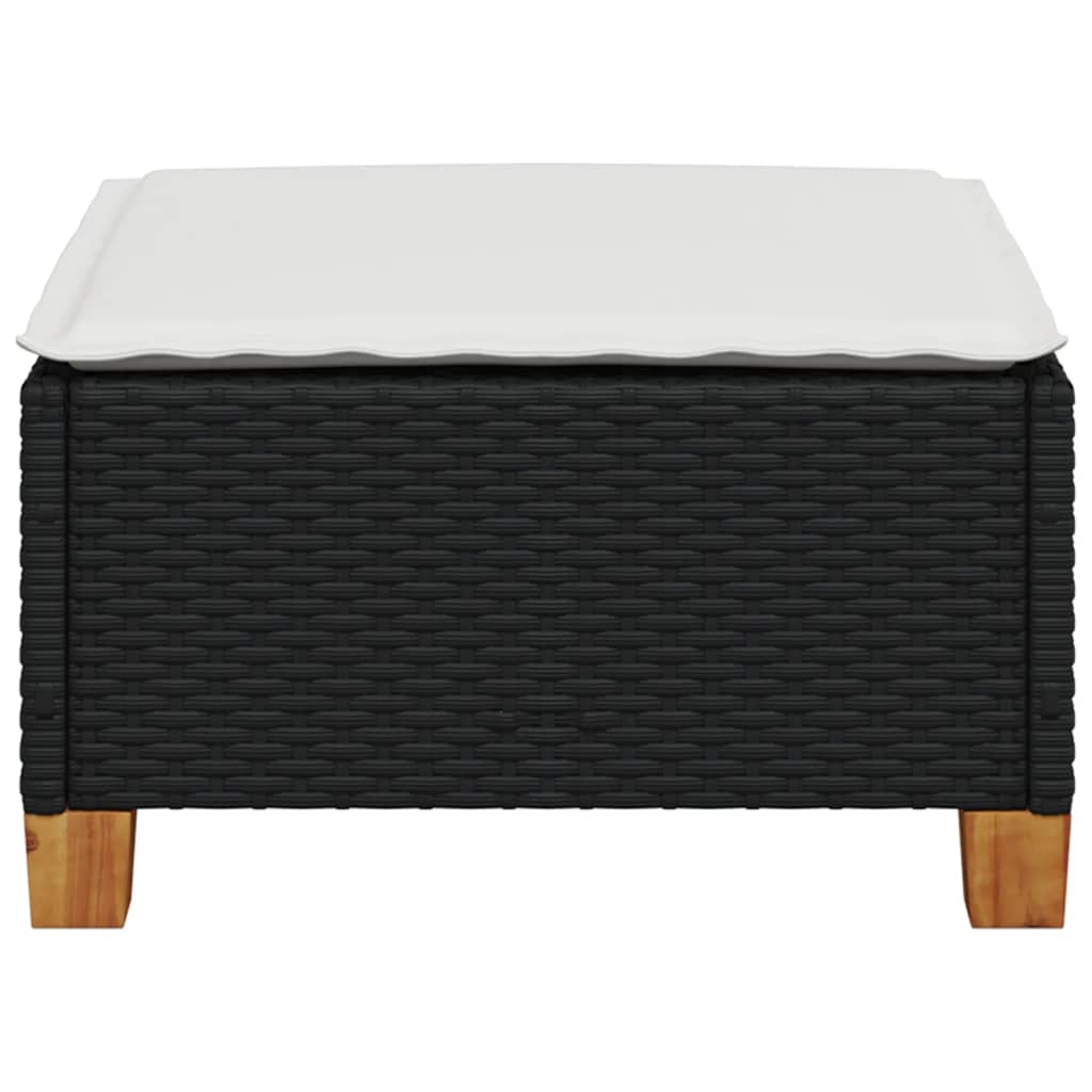 vidaXL Taburet de grădină cu pernă, negru, 63,5x56x32 cm, poliratan