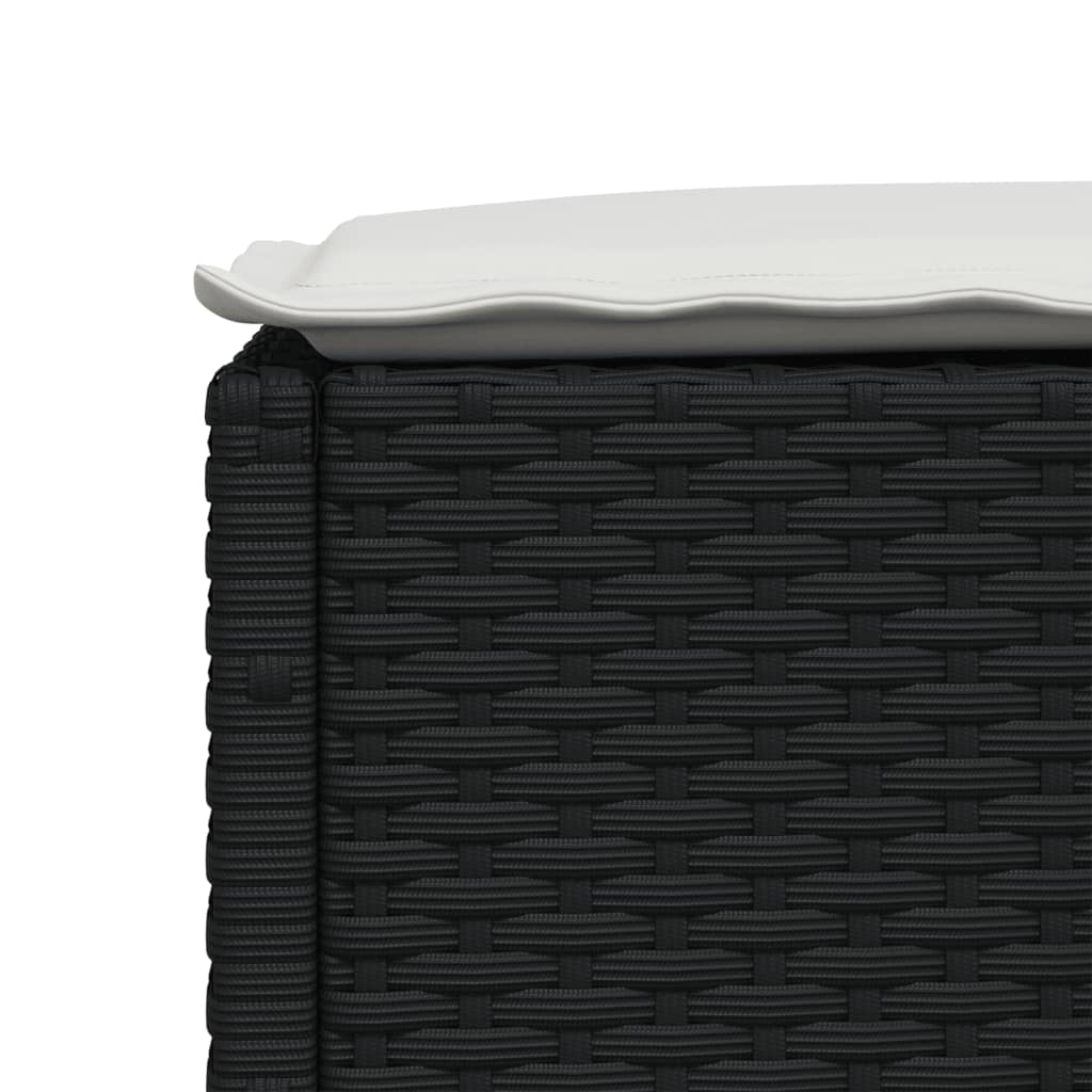 vidaXL Taburet de grădină cu pernă, negru, 63,5x56x32 cm, poliratan