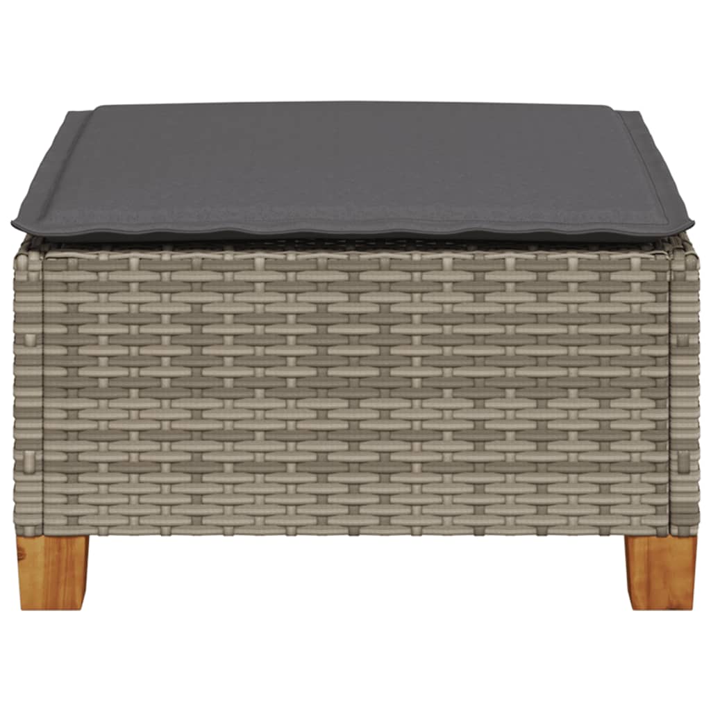 vidaXL Taburet de grădină cu pernă, gri, 63,5x56x32 cm, poliratan vidaXL Taburet de grădină cu pernă, gri, 63,5x56x32 cm, poliratan