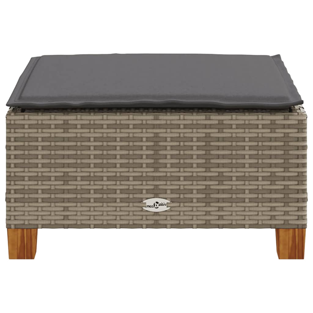 vidaXL Taburet de grădină cu pernă, gri, 63,5x56x32 cm, poliratan vidaXL Taburet de grădină cu pernă, gri, 63,5x56x32 cm, poliratan