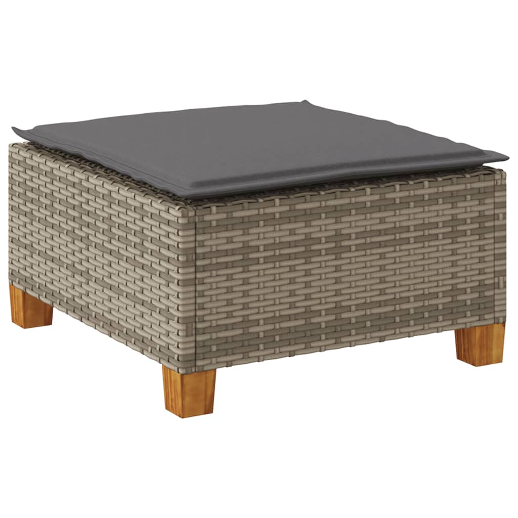 vidaXL Taburet de grădină cu pernă, gri, 63,5x56x32 cm, poliratan vidaXL Taburet de grădină cu pernă, gri, 63,5x56x32 cm, poliratan