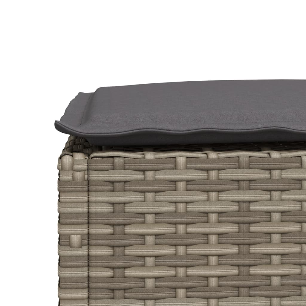 vidaXL Taburet de grădină cu pernă, gri, 63,5x56x32 cm, poliratan vidaXL Taburet de grădină cu pernă, gri, 63,5x56x32 cm, poliratan