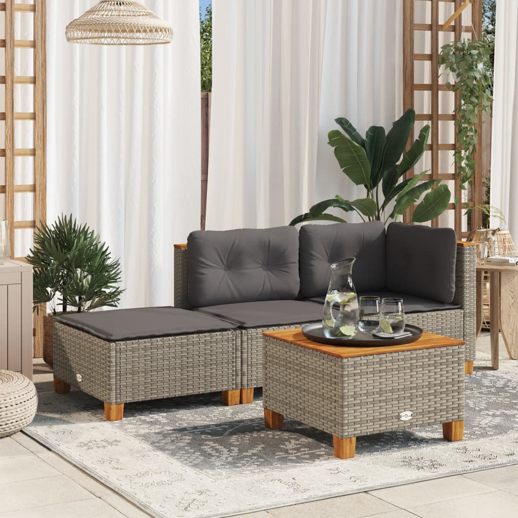 vidaXL Taburet de grădină cu pernă, gri, 63,5x56x32 cm, poliratan vidaXL Taburet de grădină cu pernă, gri, 63,5x56x32 cm, poliratan