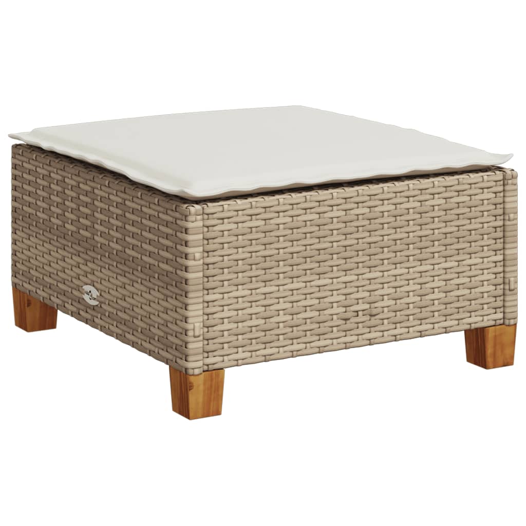 vidaXL Taburet de grădină cu pernă, bej, 63,5x56x32 cm, poliratan vidaXL Taburet de grădină cu pernă, bej, 63,5x56x32 cm, poliratan