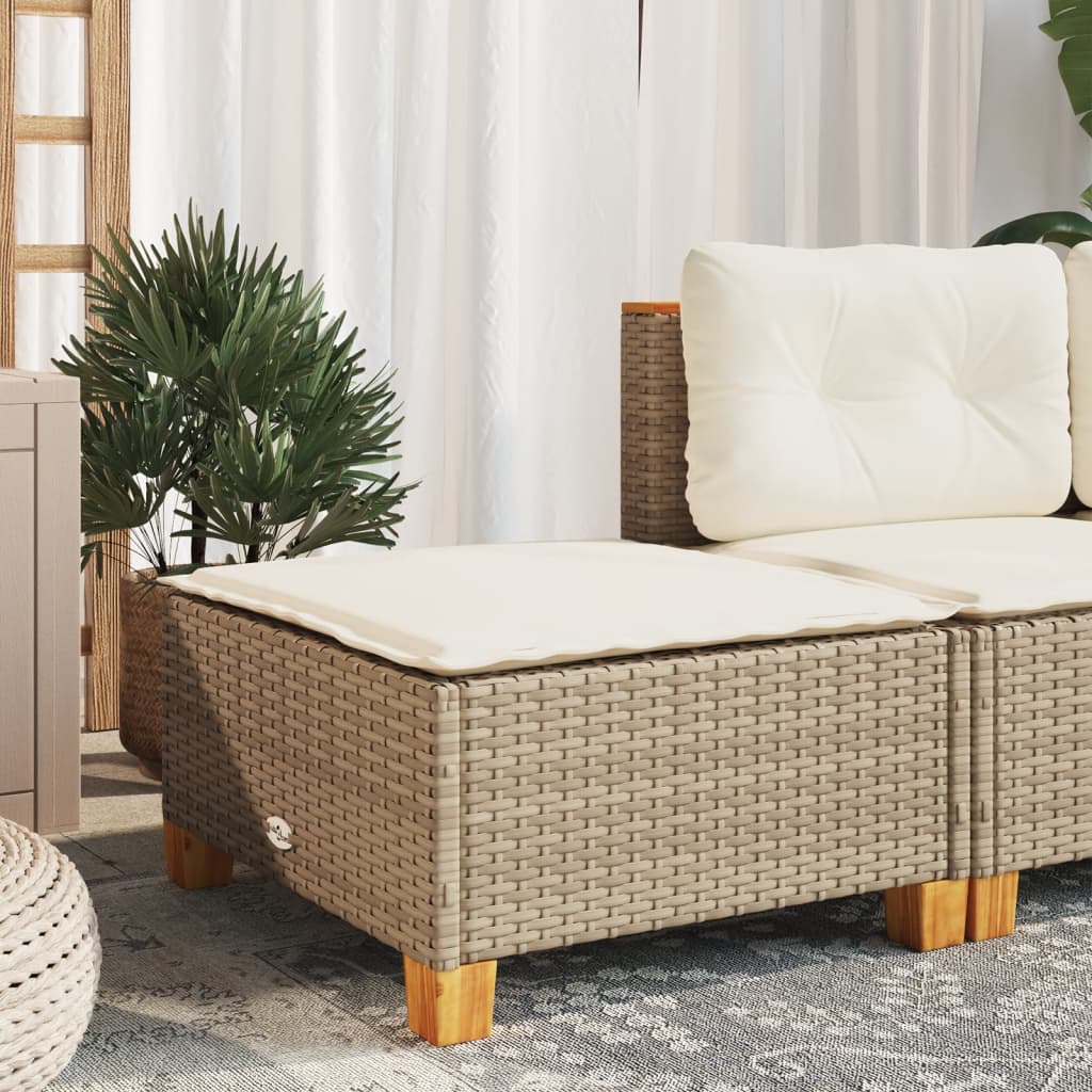 vidaXL Taburet de grădină cu pernă, bej, 63,5x56x32 cm, poliratan vidaXL Taburet de grădină cu pernă, bej, 63,5x56x32 cm, poliratan