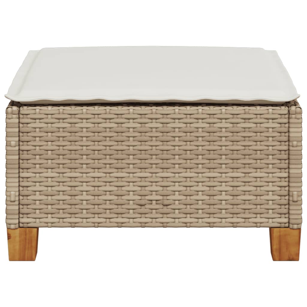 vidaXL Taburet de grădină cu pernă, bej, 63,5x56x32 cm, poliratan vidaXL Taburet de grădină cu pernă, bej, 63,5x56x32 cm, poliratan
