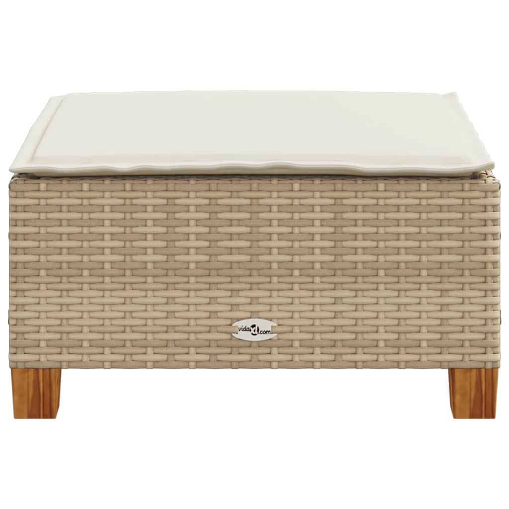 vidaXL Taburet de grădină cu pernă, bej, 63,5x56x32 cm, poliratan vidaXL Taburet de grădină cu pernă, bej, 63,5x56x32 cm, poliratan