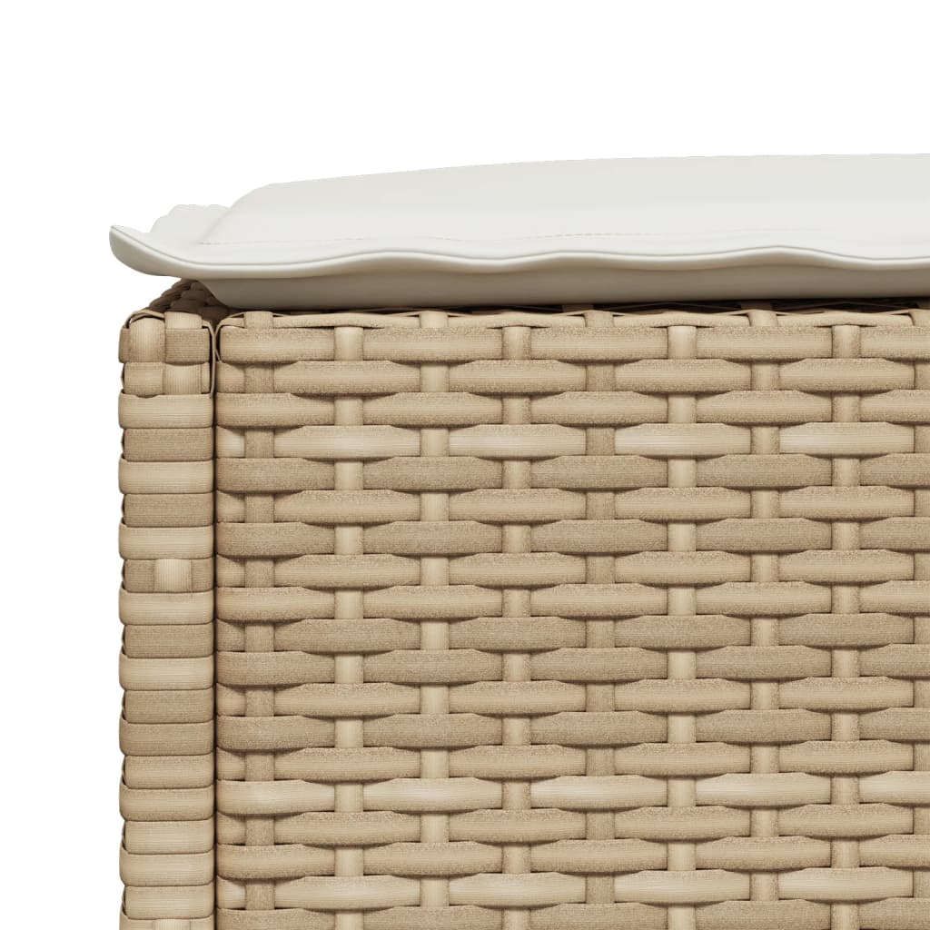 vidaXL Taburet de grădină cu pernă, bej, 63,5x56x32 cm, poliratan vidaXL Taburet de grădină cu pernă, bej, 63,5x56x32 cm, poliratan