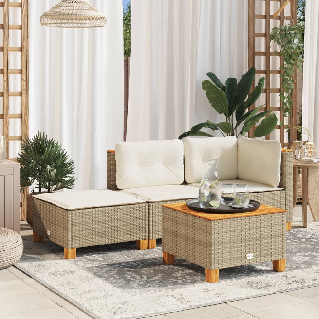 vidaXL Taburet de grădină cu pernă, bej, 63,5x56x32 cm, poliratan vidaXL Taburet de grădină cu pernă, bej, 63,5x56x32 cm, poliratan