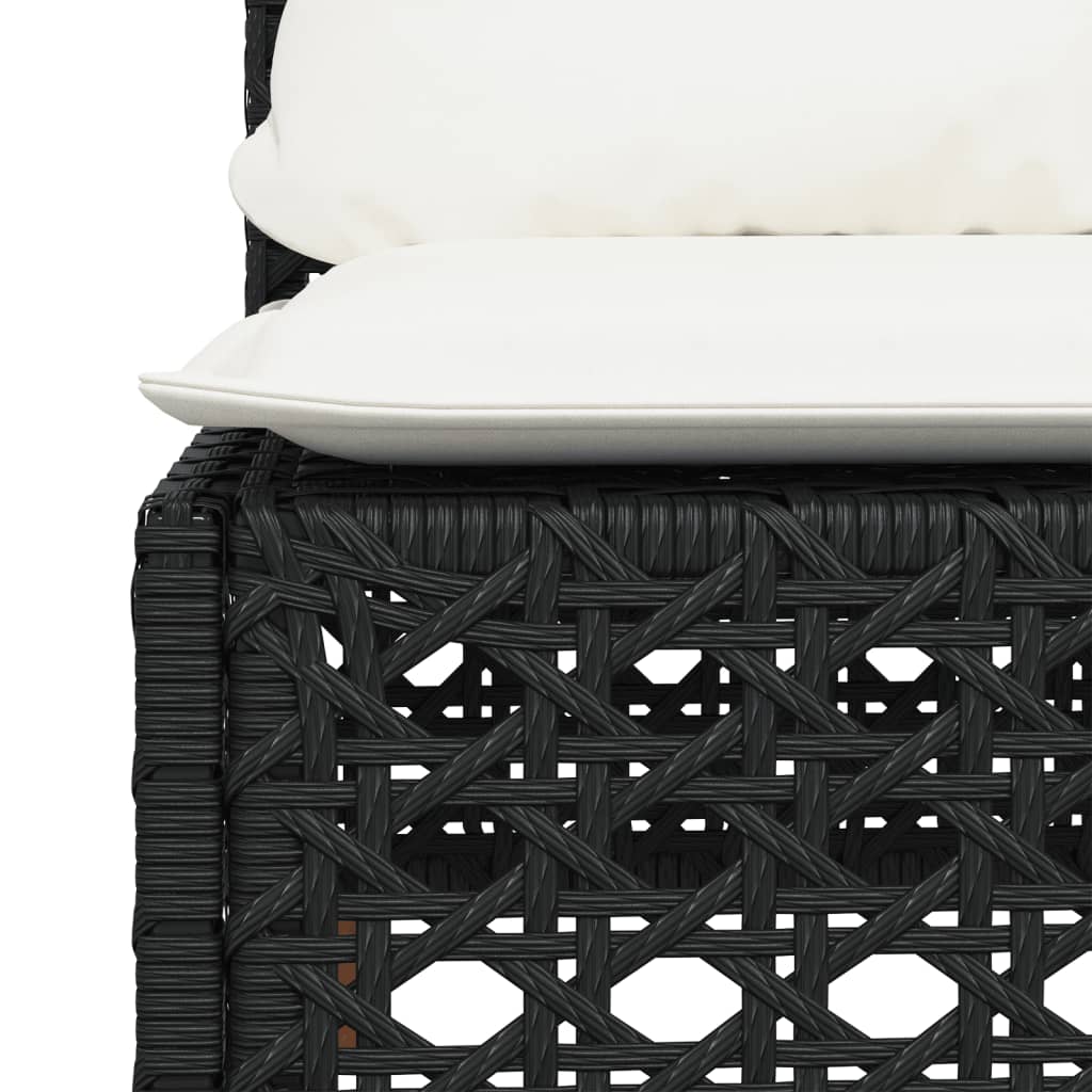 vidaXL Canapea de grădină fără cotiere, cu perne, negru, poliratan vidaXL Canapea de grădină fără cotiere, cu perne, negru, poliratan
