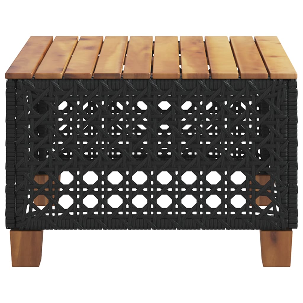 vidaXL Masă de grădină, negru, 55x55x36 cm, poliratan și lemn acacia