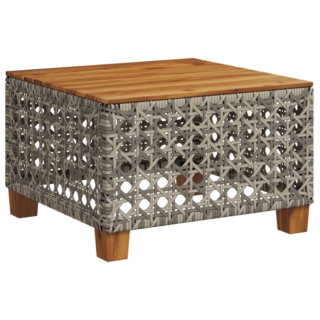 vidaXL Masă de grădină, gri, 55x55x36 cm, poliratan și lemn acacia vidaXL Masă de grădină, gri, 55x55x36 cm, poliratan și lemn acacia