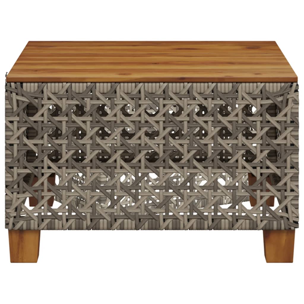 vidaXL Masă de grădină, gri, 55x55x36 cm, poliratan și lemn acacia vidaXL Masă de grădină, gri, 55x55x36 cm, poliratan și lemn acacia