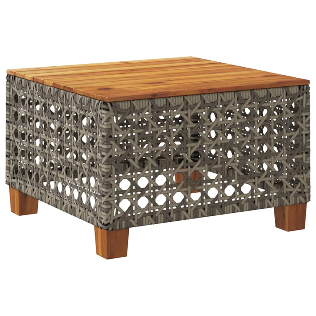 vidaXL Masă de grădină, gri, 55x55x36 cm, poliratan și lemn acacia vidaXL Masă de grădină, gri, 55x55x36 cm, poliratan și lemn acacia