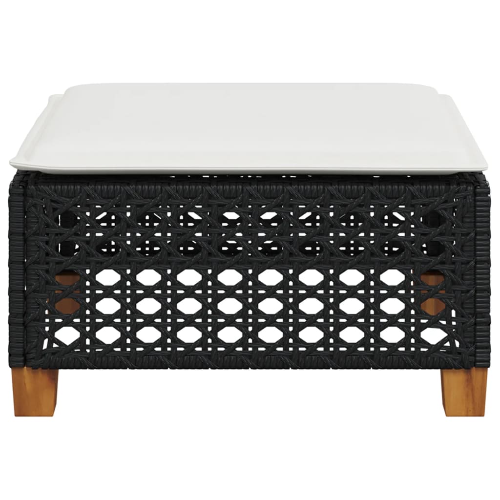 vidaXL Taburet de grădină cu pernă, negru, 63,5x56x32 cm, poliratan