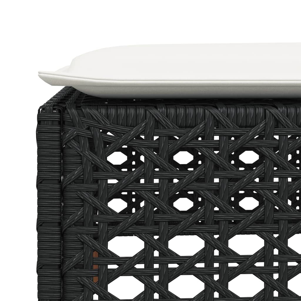 vidaXL Taburet de grădină cu pernă, negru, 63,5x56x32 cm, poliratan