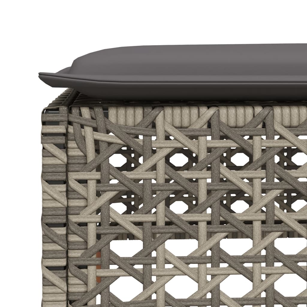 vidaXL Taburet de grădină cu pernă, gri, 63,5x56x32 cm, poliratan vidaXL Taburet de grădină cu pernă, gri, 63,5x56x32 cm, poliratan