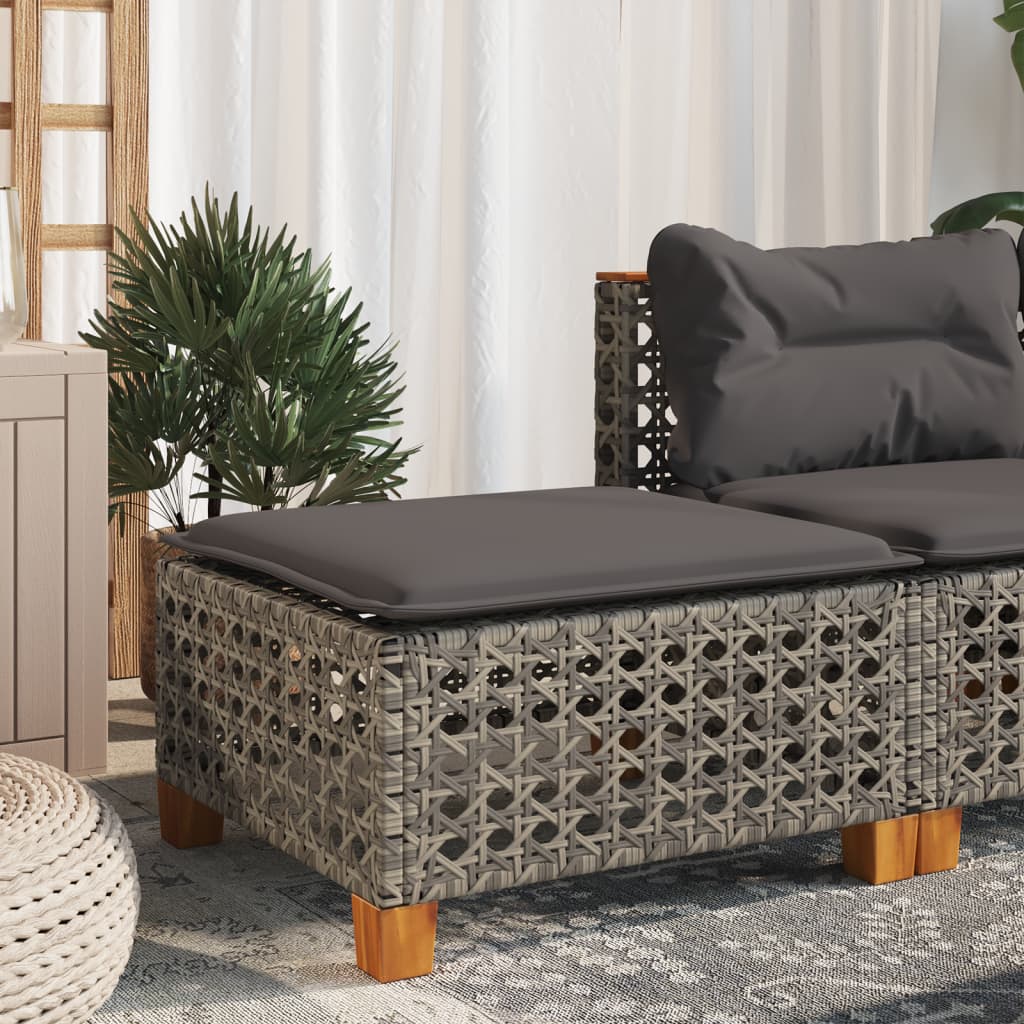 vidaXL Taburet de grădină cu pernă, gri, 63,5x56x32 cm, poliratan vidaXL Taburet de grădină cu pernă, gri, 63,5x56x32 cm, poliratan