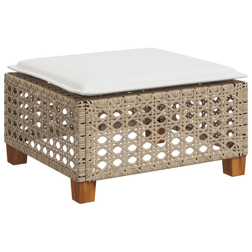 vidaXL Taburet de grădină cu pernă, bej, 63,5x56x32 cm, poliratan vidaXL Taburet de grădină cu pernă, bej, 63,5x56x32 cm, poliratan