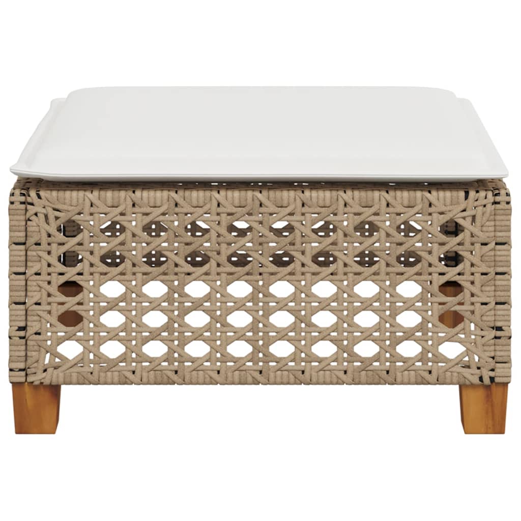 vidaXL Taburet de grădină cu pernă, bej, 63,5x56x32 cm, poliratan vidaXL Taburet de grădină cu pernă, bej, 63,5x56x32 cm, poliratan