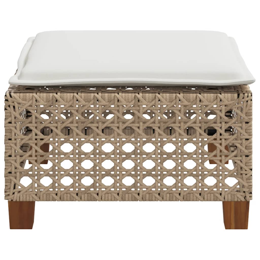 vidaXL Taburet de grădină cu pernă, bej, 63,5x56x32 cm, poliratan vidaXL Taburet de grădină cu pernă, bej, 63,5x56x32 cm, poliratan