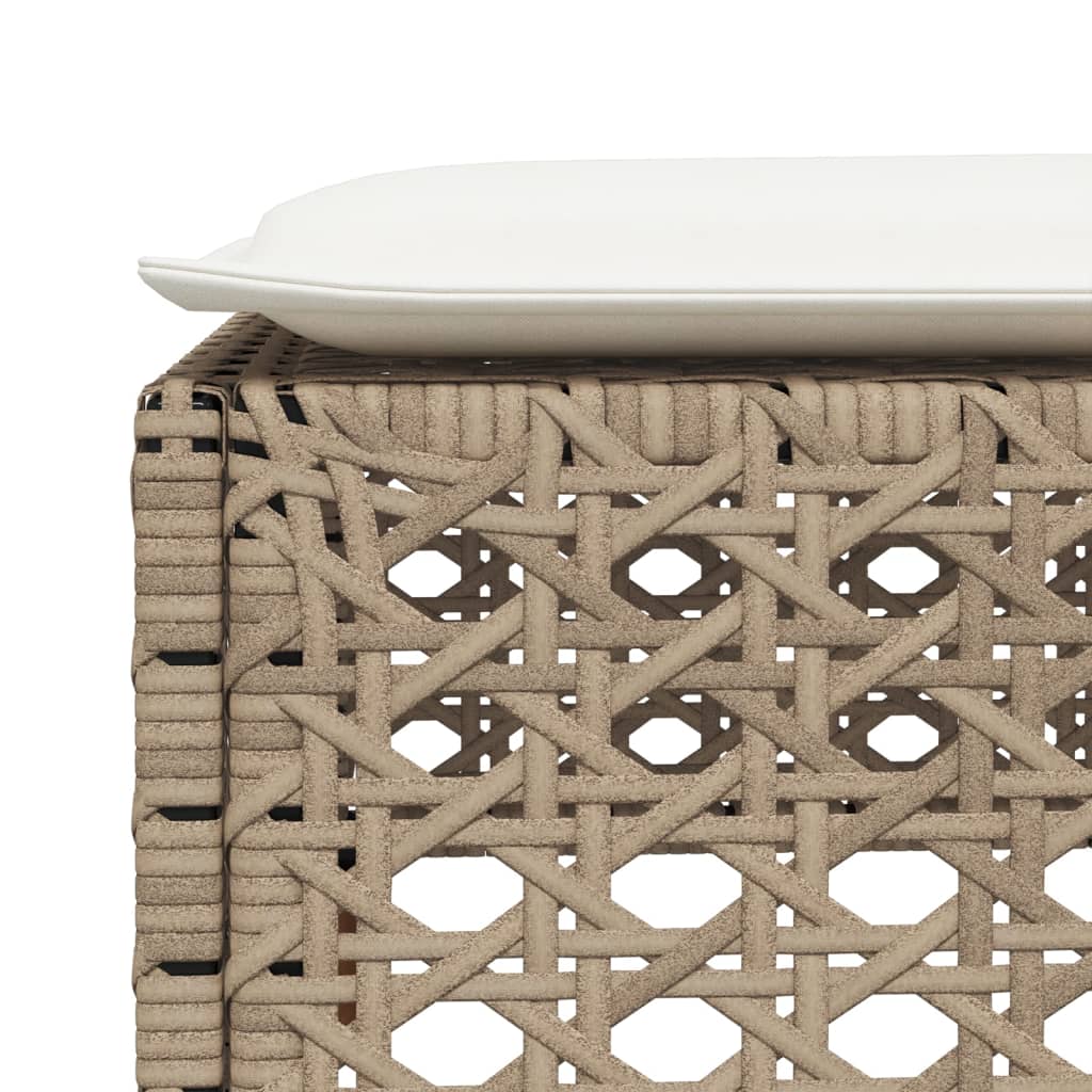 vidaXL Taburet de grădină cu pernă, bej, 63,5x56x32 cm, poliratan vidaXL Taburet de grădină cu pernă, bej, 63,5x56x32 cm, poliratan