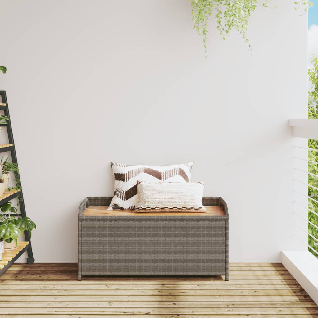 vidaXL Bancă de grădină, gri, 100x50x52 cm, poliratan și lemn acacia