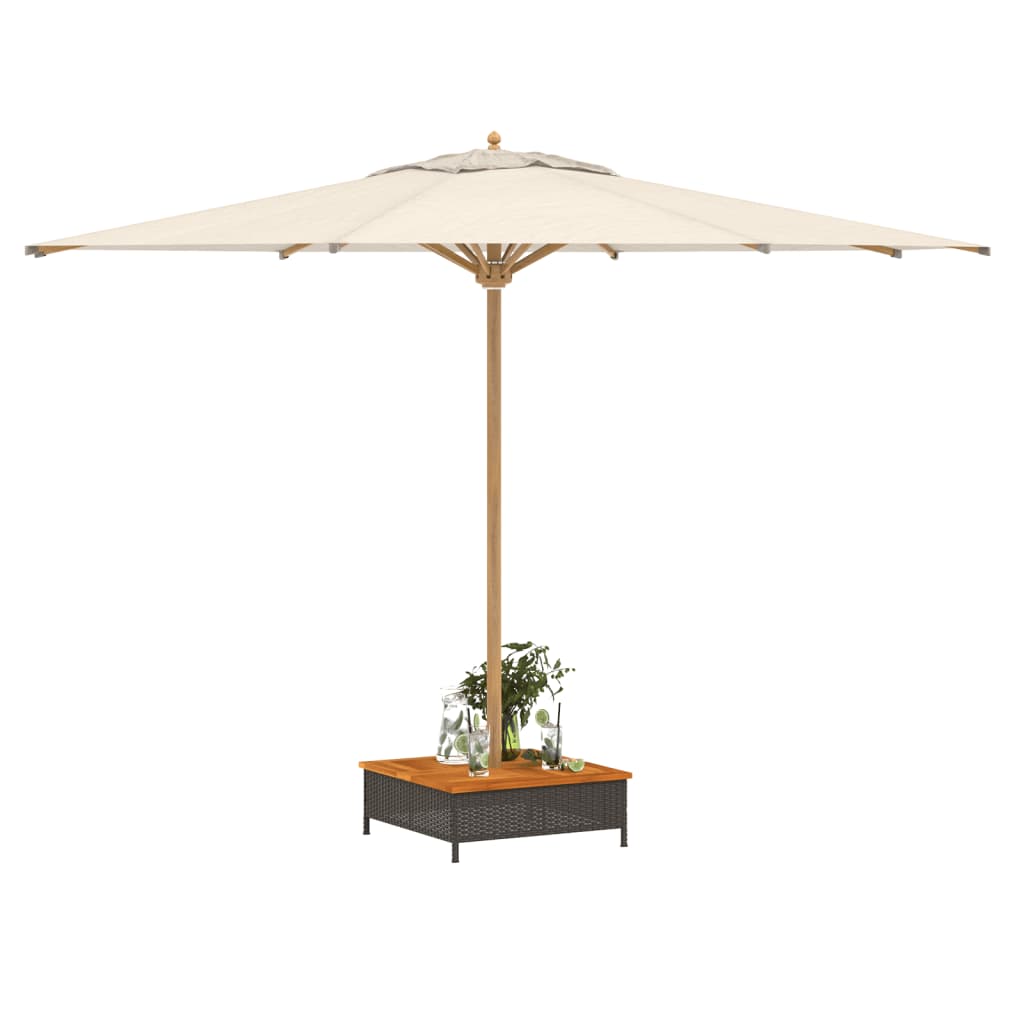 vidaXL Mască suport umbrelă de soare negru 70x70x25cm poliratan/acacia vidaXL Mască suport umbrelă de soare negru 70x70x25cm poliratan/acacia