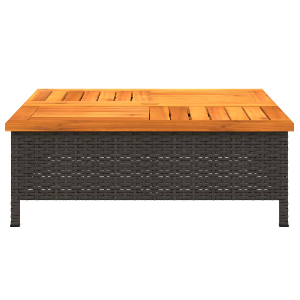 vidaXL Mască suport umbrelă de soare negru 70x70x25cm poliratan/acacia vidaXL Mască suport umbrelă de soare negru 70x70x25cm poliratan/acacia