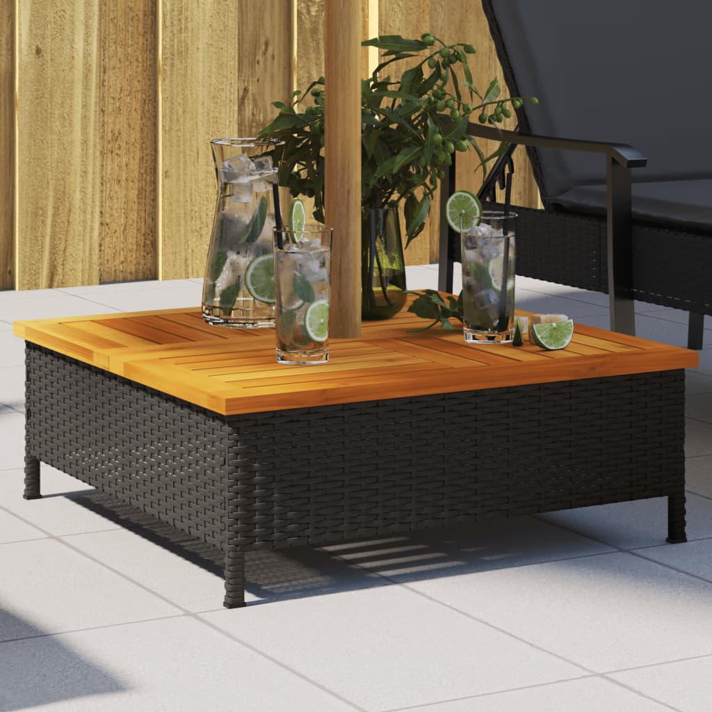 vidaXL Mască suport umbrelă de soare negru 70x70x25cm poliratan/acacia vidaXL Mască suport umbrelă de soare negru 70x70x25cm poliratan/acacia