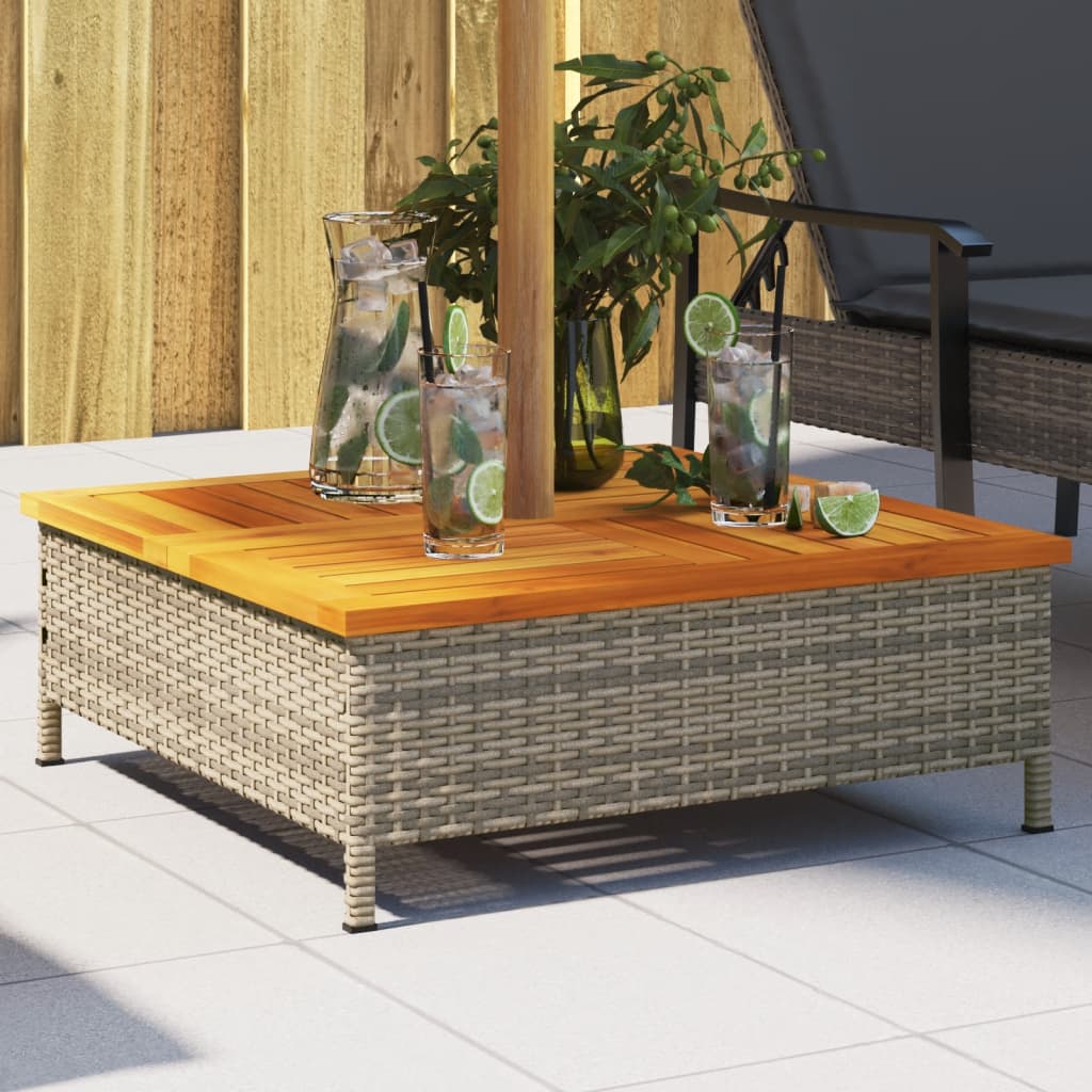 vidaXL Mască suport umbrelă de soare, gri 70x70x25 cm poliratan/acacia vidaXL Mască suport umbrelă de soare, gri 70x70x25 cm poliratan/acacia