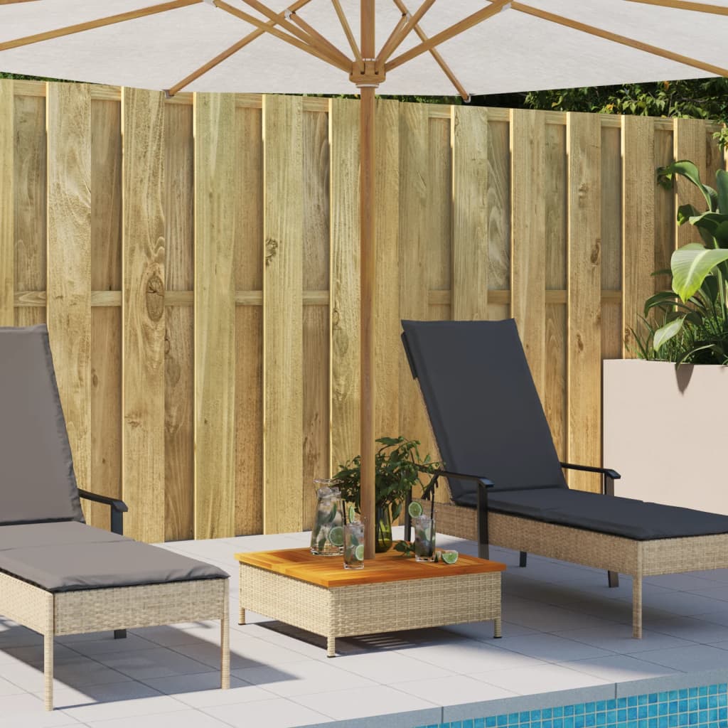 vidaXL Mască suport umbrelă de soare, bej 70x70x25 cm poliratan/acacia vidaXL Mască suport umbrelă de soare, bej 70x70x25 cm poliratan/acacia
