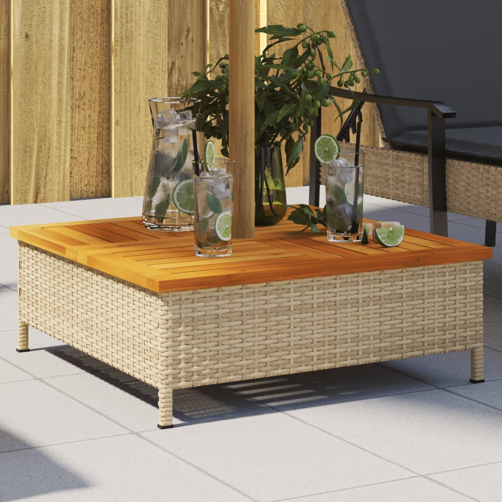 vidaXL Mască suport umbrelă de soare, bej 70x70x25 cm poliratan/acacia vidaXL Mască suport umbrelă de soare, bej 70x70x25 cm poliratan/acacia