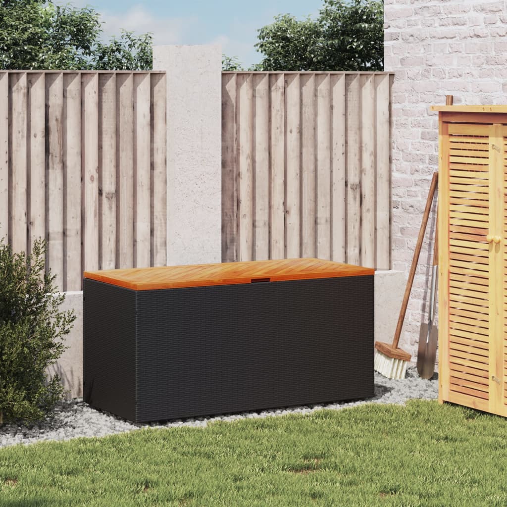 vidaXL Ladă depozitare grădină negru 110x50x54cm lemn acacia/poliratan vidaXL Ladă depozitare grădină negru 110x50x54cm lemn acacia/poliratan